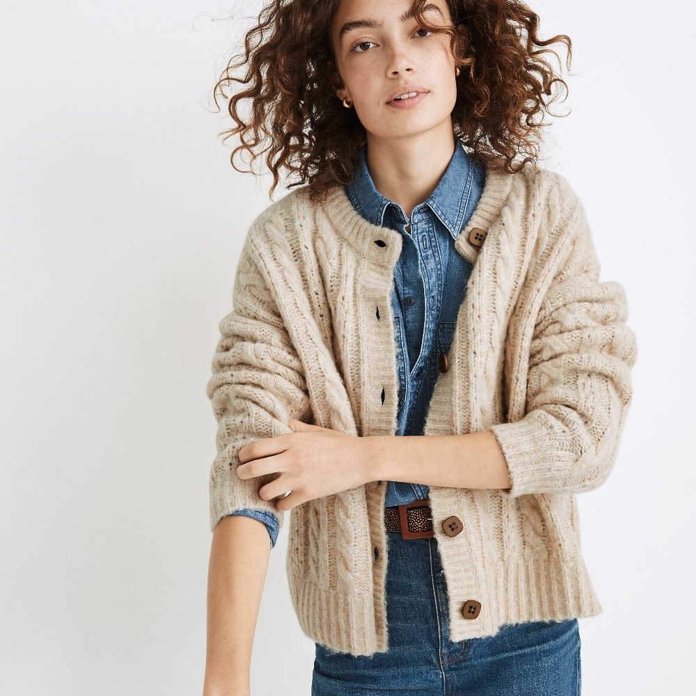 NWT Madewell Pointelle Cable Cardigan Sweater - XS